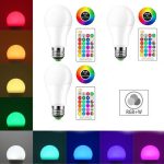Pack De 3 Lampes Led RGB 6 Couleurs + Blanc - 10W - E27 - 700 Lumen + Télécommande