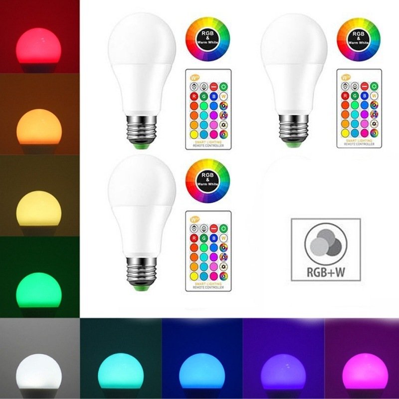 img_20241207_193444__800_x_800_pixel_.jpg Pack De 3 Lampes Led RGB 6 Couleurs + Blanc - 10W - E27 - 700 Lumen + Télécommande – Image 1