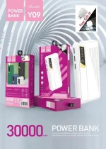 Power Bank Y09 - 30 000 mAh - Charge Rapide - Écran Digital & Lampe LED – Blanc