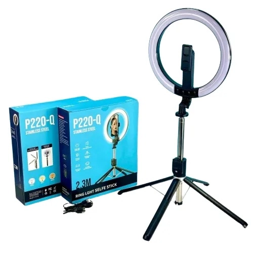 img_5002.webp Ring Light Professionnel P220-Q - Rotation 360 Degrés - Trépied Ajustable - 2.3M - Bluetooth – Image 1