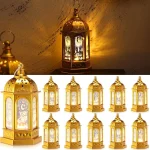 Lot de 10 Lanternes LED Ramadan Dorées - Décoration Festive - Intérieure & Extérieure