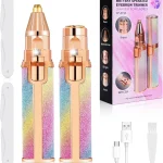 Épilateur Facial Électrique 2 en 1 pour Femme – Coupe-Sourcils & Rasoir Indolore avec Lumière LED, Rechargeable USB
