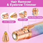Épilateur Facial Électrique 2 en 1 pour Femme – Coupe-Sourcils & Rasoir Indolore avec Lumière LED, Rechargeable USB – Image 4