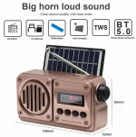 Radio FM Solaire Rétro – Bluetooth, TWS, USB, Carte SD & Power Bank – Image 8