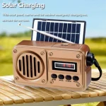 Radio FM Solaire Rétro – Bluetooth, TWS, USB, Carte SD & Power Bank – Image 4