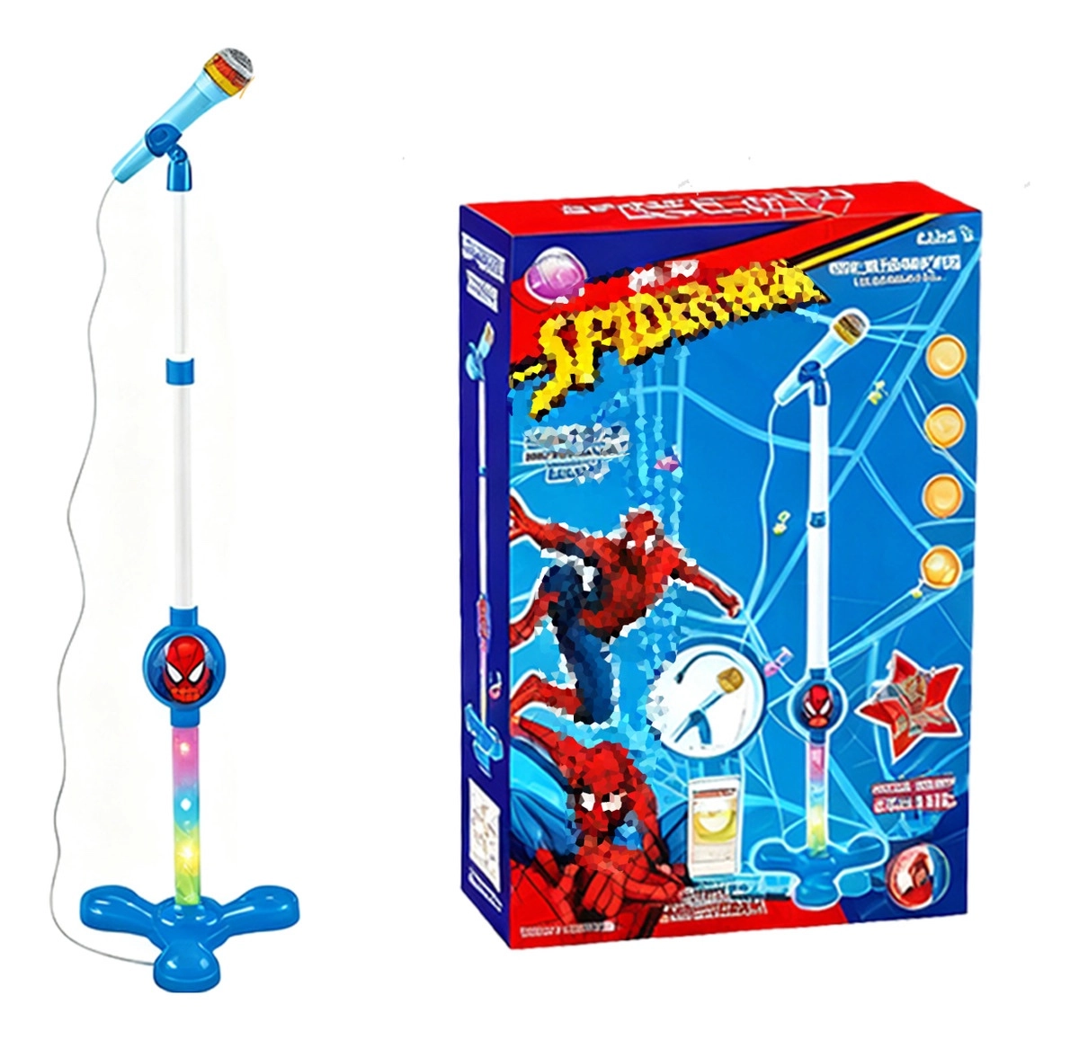 img_6280.webp Micro Karaoké Spiderman pour Enfants – Avec Support et Lumières LED – Image 1