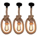 Pack Décoration Vintage 3 Suspensions Corde En Chanvre E27 + 3 Ampoules LED Filament + 1 Guirlande Boule LED Étanche 10M + Cadeau [Guirlande Lumineuse 10M]. – Image 2