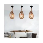 Pack Décoration Vintage 3 Suspensions Corde En Chanvre E27 + 3 Ampoules LED Filament + 1 Guirlande Boule LED Étanche 10M + Cadeau [Guirlande Lumineuse 10M]. – Image 3