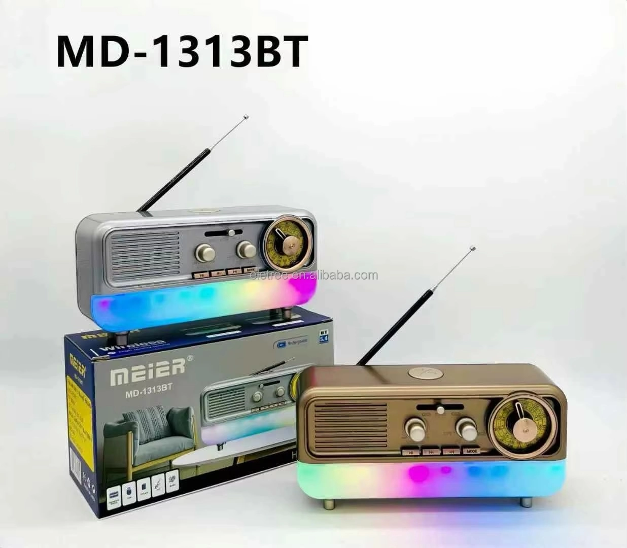 img_6559.webp Radio Multifonction Vintage MD-1313BT – Bluetooth, AM/FM/SW, LED. – Image 1