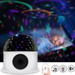 Lampe Projecteur LED Étoiles Multicolores - Haut-Parleur - Bluetooth - Blanc