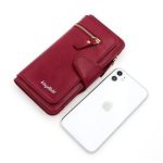 Nouveau Portefeuille Pour Femme Avec Porte-Monnaie - Cuir Synthétique - Multifonction - Grande Capacité - Rouge – Image 3