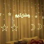 Guirlande Lumineuse Étoiles et Lune Ramadan Karim - LED - 3 M / 30 Cm - Fenêtre - 8 Modes D'éclairage - Jaune