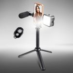Kit Perche à Selfie 5 en 1 - Perche à Selfie Bluetooth - Avec Microphone - Trépied - Lumière LED – Image 2