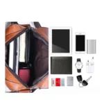 Sac en Cuir Pour Hommes - Luxueux et à La Mode - Multi-Poches - Beige – Image 4