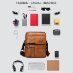 Sac en Cuir Pour Hommes - Luxueux et à La Mode - Multi-Poches - Beige – Image 7