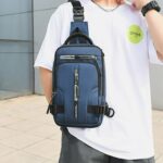 Sac à dos Antivol - Étanche - avec port de chargement USB - Multi-Poches - Homme et Femme - Bleu – Image 3