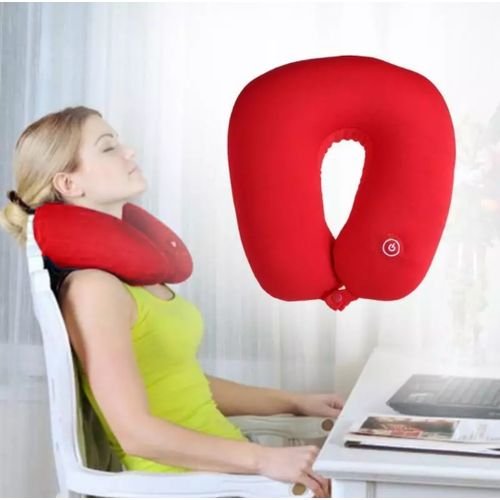 1-2-1.jpg Coussin De Massage Électrique Pour Le Cou - En Forme De U - Rouge – Image 1