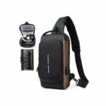 Sac à Bandoulière Antivol Pour Hommes - Pour Voyage - Sac Messager - Sac De Poitrine De Luxe - USB à L'intérieur - Multifonction - Étanche – Image 8
