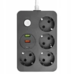 Multiprises MT-PF15 - 4 Ports - 2500 W CA - Interrupteur Marche/Arrêt - 2 Chargeurs USB - 1 Chargeur USB-C PD - 18 W - 2 Mètres – Image 3