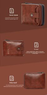 Portefeuille Avec Porte carte en Cuir Pour Homme - Qualité Supérieure - Design Élégant à Deux Volets - Avec Porte-Monnaie Intérieur - Porte-Cartes - Fermeture Éclair – Image 9