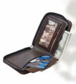 Portefeuille Avec Porte-cartes En Cuir Pour Homme - Design Élégant à Deux Volets - Avec Porte-Monnaie Intérieur - Porte-Cartes - Fermeture Éclair - Qualité Supérieure – Image 9