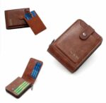 Portefeuille Avec Porte carte en Cuir Pour Homme - Qualité Supérieure - Design Élégant à Deux Volets - Avec Porte-Monnaie Intérieur - Porte-Cartes - Fermeture Éclair