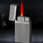 Briquet À Flamme Lisse - En Laiton Pur - Bobine D'allumage Verticale - Allumage Latéral Coulissant