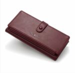 Portefeuille De Luxe Pour Femme Avec Porte-Monnaie - 100 % Cuir Véritable - Multifonctionnel - Grande Capacité - Rouge Bordeaux – Image 2