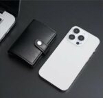 Mini Portefeuille Intelligent À Trois Volets -  Fibre de Carbone et Cuir - 5 cartes - 3 Compartiments Pour Billets Noir – Image 14