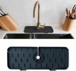 Tapis d'évier de robinet en silicone et porte savon et chiffon 2 en 1 - Noir – Image 14