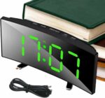 Horloge Numérique Incurvée - Électronique - Rétroéclairage - 3 Niveaux De Luminosité - Affichage De La Température et De L'humidité – Image 2