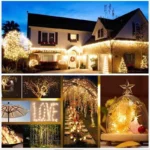 Pack De 2 Guirlande De Fête Lumineuse Décorative - Étanche - 8 Modes - 100 LED - Double Fiche - Jaune – Image 3