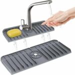 Tapis Égouttoir en Silicone pour Évier et Robinet - Anti-éclaboussures et Organisateur - Gris