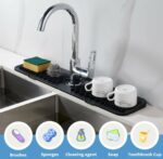 Tapis d'évier de robinet en silicone et porte savon et chiffon 2 en 1 - Noir – Image 13