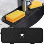 Tapis d'évier de robinet en silicone et porte savon et chiffon 2 en 1 - Noir – Image 10