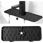 Tapis d'évier de robinet en silicone et porte savon et chiffon 2 en 1 - Noir – Image 11