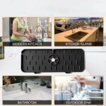 Tapis d'évier de robinet en silicone et porte savon et chiffon 2 en 1 - Noir – Image 6