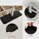 Tapis d'évier de robinet en silicone et porte savon et chiffon 2 en 1 - Noir – Image 4