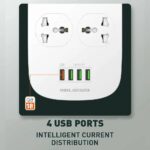 Multiprise LDNIO SC3416 - 3 Prises Universelles & 4 Ports USB Charge Rapide GaN 65W – Image 7