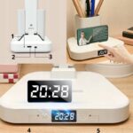 Lampe De Bureau LED Rechargeable - 3 Modes D'éclairage - Lumière Douce Pour La Lecture Et Le Bien-être Des Yeux - Support De Téléphone - Montre Numérique – Image 8