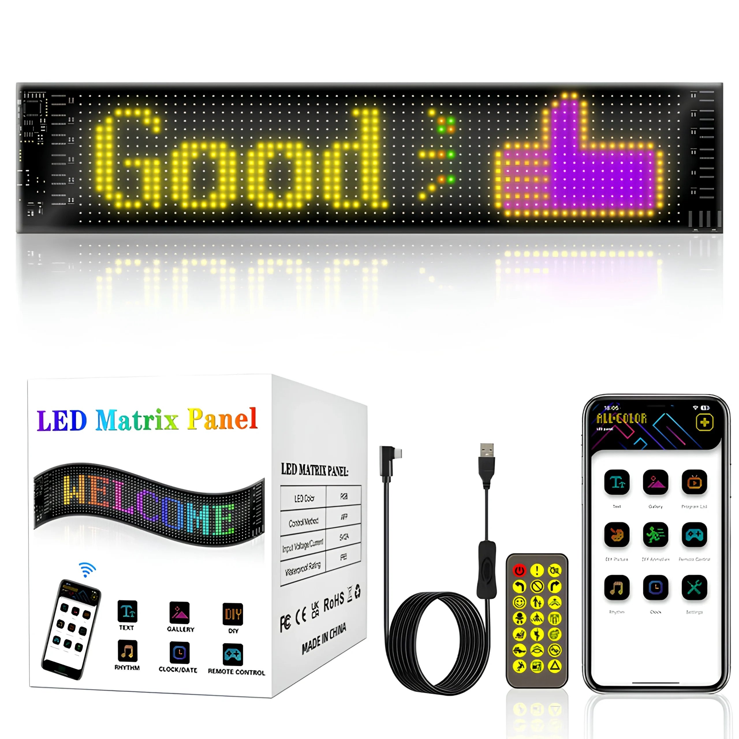 2026/04/1000123224.jpg Panneau Matriciel LED USB 5 V – Flexible – Graphismes Graffiti – Animation – Texte – Télécommande – Image 1
