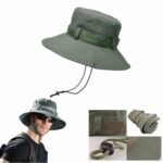 Chapeau De Seau Femme Et Homme - Protection Solaire Extérieure - Respirant - Pliable - Rayé Décontracté - Doux - Vert