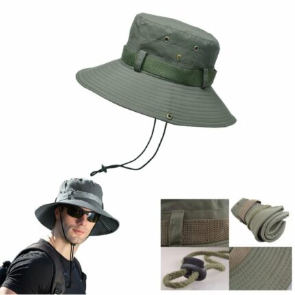 Chapeau De Seau Femme Et Homme - Protection Solaire Extérieure - Respirant - Pliable - Rayé Décontracté - Doux - Vert