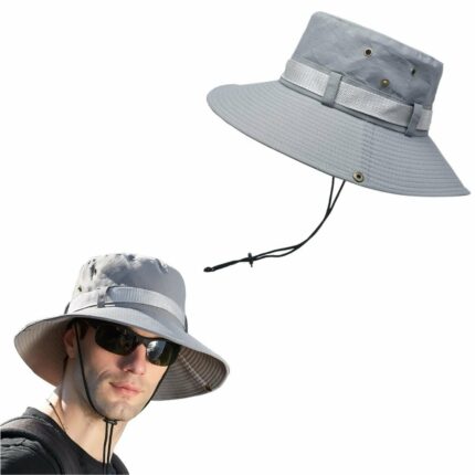 Chapeau De Seau Unisexe - Protection Solaire Extérieure - Respirant - Pliable - Rayé Décontracté - Doux - Gris