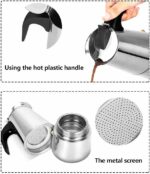 Cafetière italienne 4 Tasses En Acier Inoxydable - Compatible Tous Types De Feux – Image 9