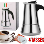 Cafetière italienne 4 Tasses En Acier Inoxydable - Compatible Tous Types De Feux