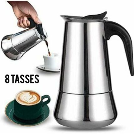 Cafetière italienne 8 Tasses En Acier Inoxydable - Compatible Tous Types De Feux