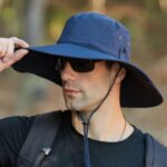 Chapeau de randonnée et de camping à large bord pour homme avec protection UV - Bleu – Image 7