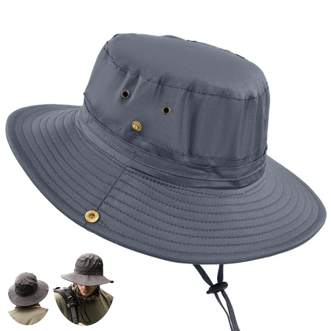 1000156430.png Chapeau De Soleil Pliable à Large Bord Avec Protection UV - Unisexe Gris – Image 1
