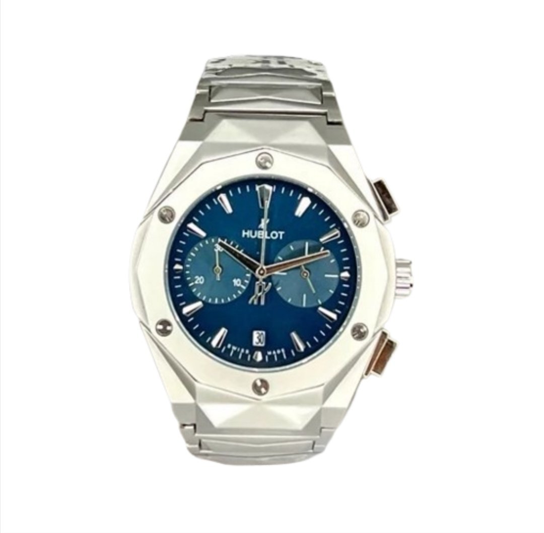 1000170137.jpg Montre Hublot Pour Homme – Bracelet En Acier Inoxydable – Résistance à l'eau - Qualité Premium - Bleu marin – Image 1